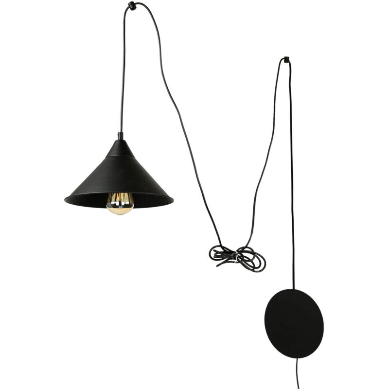 Image of Licht-erlebnisse - Lampada a sospensione per interni Lampadario dal design moderno nero con cavo 4,9m con presa di corrente ideale per cucina salotto