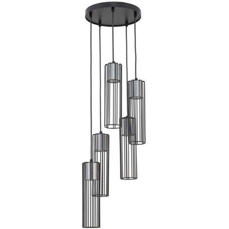 Lampada a sospensione Fobia industriale nera 5xGU10