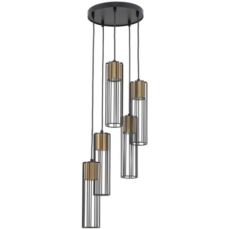 Lampada a sospensione Fobia industriale nera/oro 5xGU10 Sigma