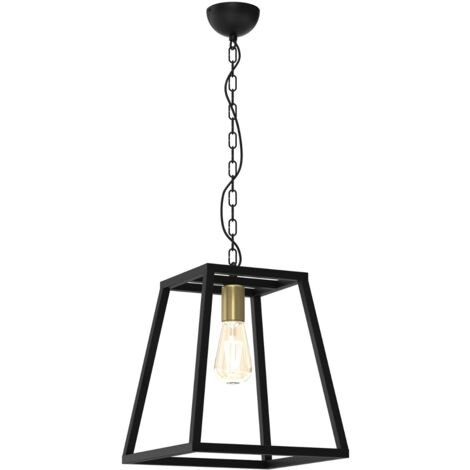 Lampada a sospensione Frame loft nero-oro E27 Luminex
