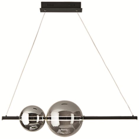 Lampada a sospensione FUFI a LED in metallo D100 cm con 2 diffusori a palla NERO