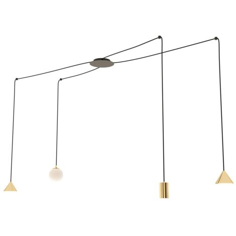 Lampada a sospensione Fuji ragno oro/nera regolabile 4 luci Emibig