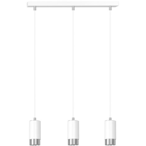 Lampada a Sospensione Fumiko, Acciaio verniciato a polvere, Bianco, Cromo, 45x100x6 cm