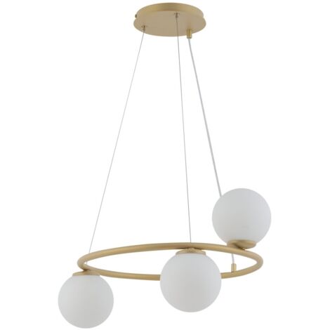 Lampada a sospensione Gama anello oro 3 globi G9 Ø48