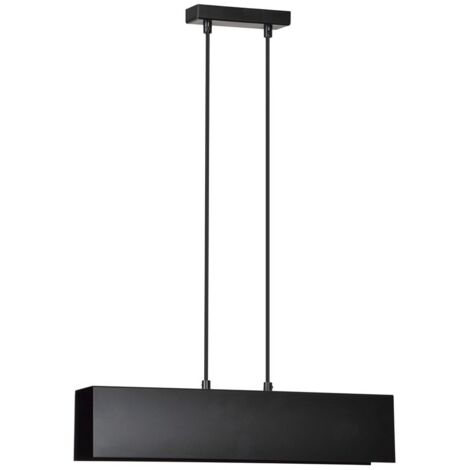 Lampada a Sospensione Gentor, Acciaio verniciato a polvere, Nero, 48x100x6 cm
