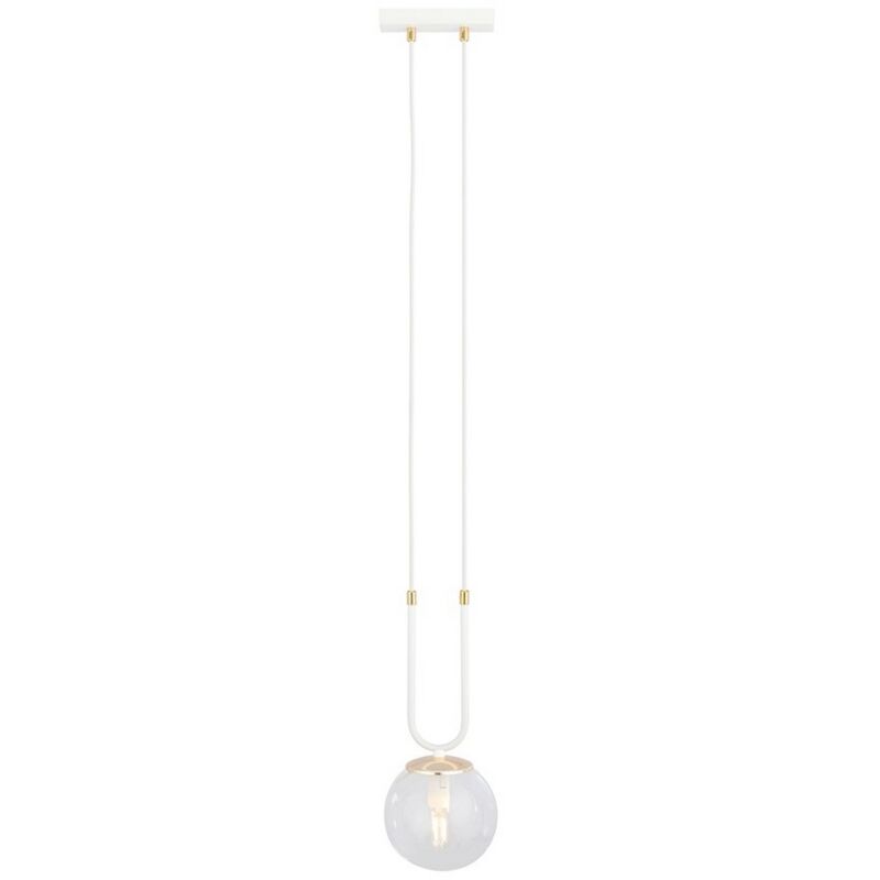 Image of Epikasa - Lampada a Sospensione Glam, Acciaio verniciato a polvere, Vetro, Bianco, 15x115x15 cm