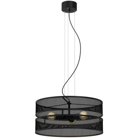Lampada a sospensione Glum metallo nero rete Ø55 3xE27
