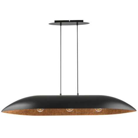 Lampada a sospensione Gondola nero/rame 3 luci E27 Sigma