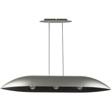 Lampada a sospensione Gondola ovale 3xE27 argento/nera