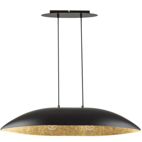 Lampada a sospensione Gondola resina nero-oro 2xE27