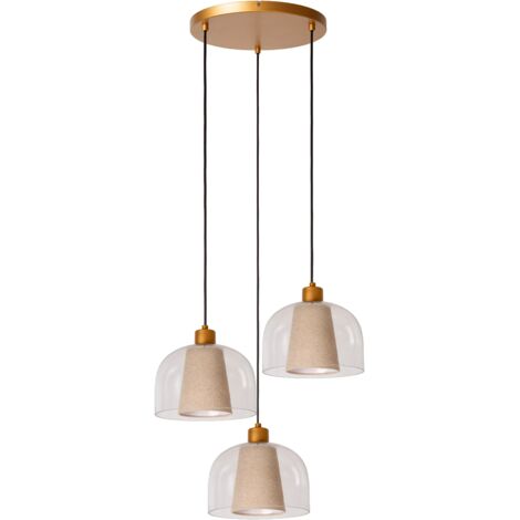 Lampada a sospensione Gunhild vetro crema oro 3xE27
