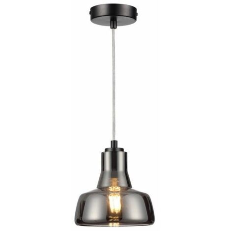 Lampada a sospensione Haga industriale vetro fumè E27