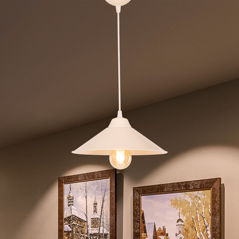 Image of Lampada a Sospensione con Paralume a Cono elegante disponibili vari colori dimensioni : Bianco/Crema