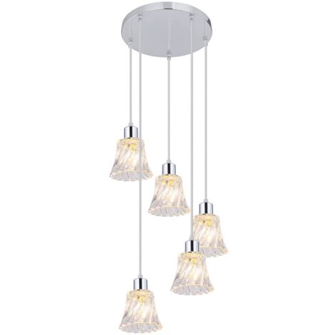 Lampada a sospensione HESTIA CHROME TRASPARENTE E14 5X MAX 40W L: 120 cm Ø28cm dimmerabile