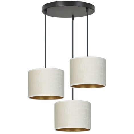 Lampada a Sospensione Hilde, Acciaio verniciato a polvere, Tessuto, Nero, Bianco, 42x100x50 cm