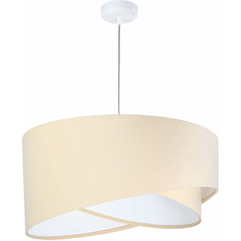 Image of Lampada a sospensione Lampadario color bianco crema dal design rotondo moderno ideale per salotto Ø50cm MADAN - Bianco, crema