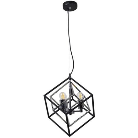 Lampada a sospensione IKAR Polux nera/cromo 3xE27 metallo