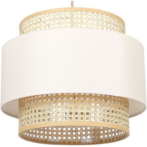 Lampada a sospensione illuminazione rattan naturale paralume beige Yumuri