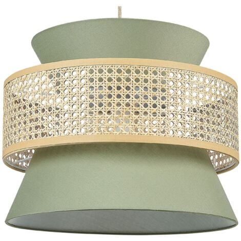 Lampada a sospensione illuminazione rattan naturale paralume verde Luyano