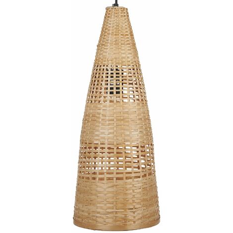Lampada a sospensione in bambù intrecciata a mano in vimini lampadario naturale - Legno chiaro