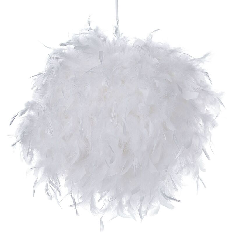 Beliani - Lampadario in Pelliccia Sintetica Bianca Paralume a Sfera Stile Shaggy Drava