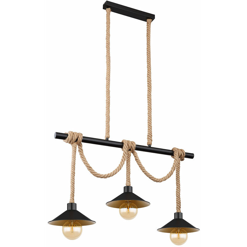 Image of Lampada a sospensione in corda di canapa lampada a sospensione lampada a corda lampada a sospensione per sala, metallo in corda di canapa, oro nero,