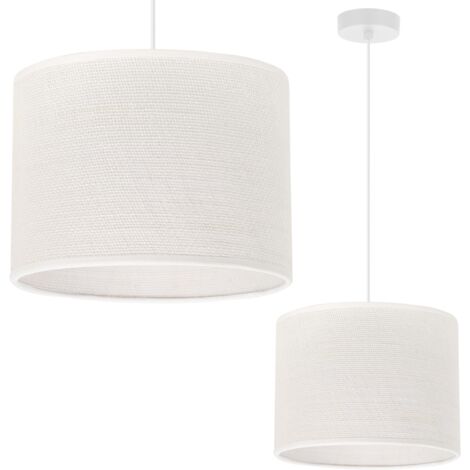 LAMPADA A SOSPENSIONE IN JUTA BIANCA 1 PARALUME BIANCO PIATTO 20CM E27