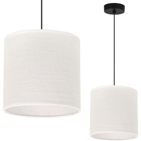 LAMPADA A SOSPENSIONE IN JUTA NERA 1 PARALUME BIANCO PIATTO 15CM E27