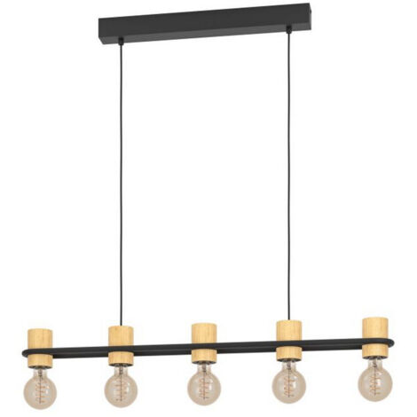 Lampada a Sospensione in Legno 5 Lampadine E27 Vintage Chieveley Eglo
