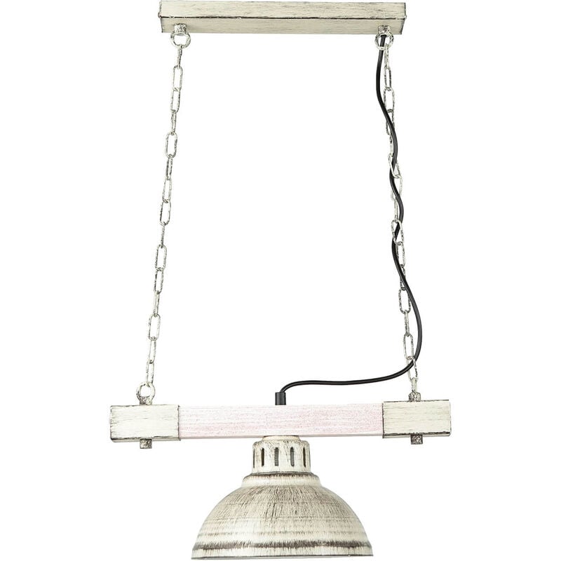 Image of Licht-erlebnisse - Lampada a sospensione in legno bianco shabby E27 metallo design vintage soggiorno - Shabby Bianco, Legno