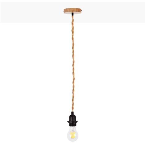 Lampada a sospensione in legno e corda per lampadina E27 130cm