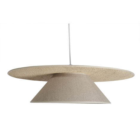 Lampada a sospensione in lino beige e rafia naturale L55 cm AZAMI