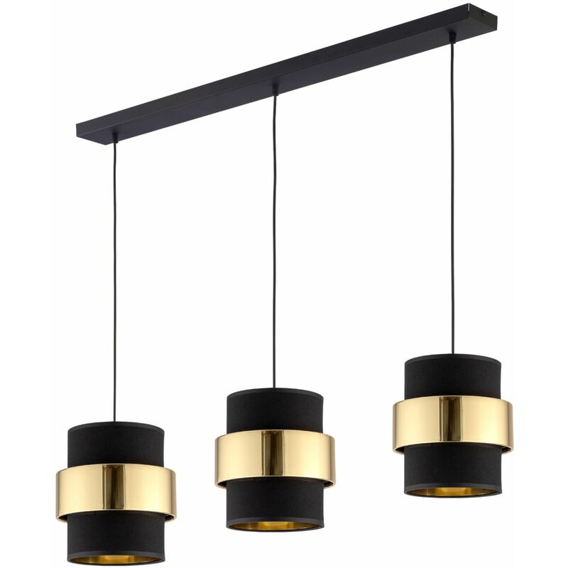 Lampada a sospensione in metallo a 3 luci Oro Nero...