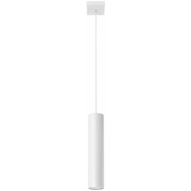 Image of Etc-shop - Lampada a sospensione in metallo bianco lampada a sospensione cilindro lampada a sospensione moderna per il tuo soggiorno, in acciaio, 1x