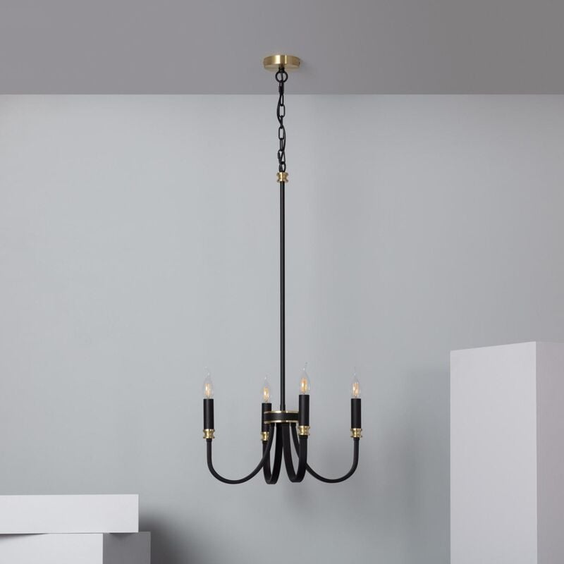 Ledkia - Lampadario Metallo Makenduru Nero - Nero