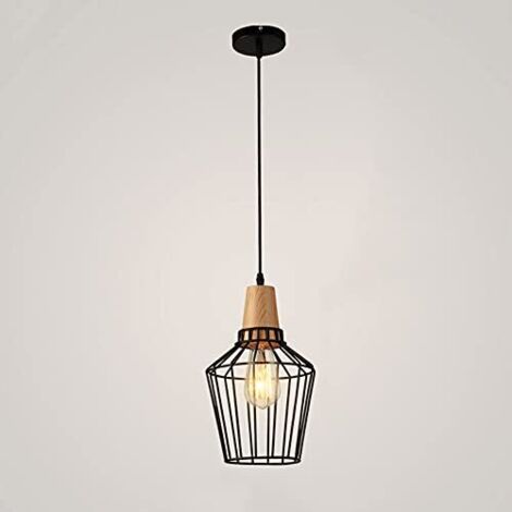 Lampada a sospensione in metallo nero a 1 luce, lampada a sospensione industriale retrò a gabbia metallica per ristorante, lampada da soffitto