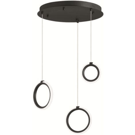 Lampada a sospensione in metallo verniciato 3 Luci NERO a Led PINTA 35 cm