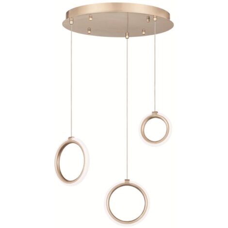 Lampada a sospensione in metallo verniciato 3 Luci ORO a Led PINTA 35 cm