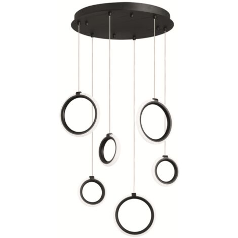 Lampada a sospensione in metallo verniciato 6 Luci NERO 45 cm a Led PINTA