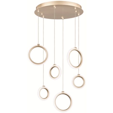 Lampada a sospensione in metallo verniciato 6 Luci ORO 45 cm a Led PINTA