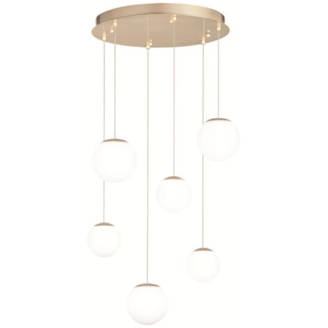 Lampada a sospensione in metallo verniciato Oro SANTOS 6 Luci Led 45 cm
