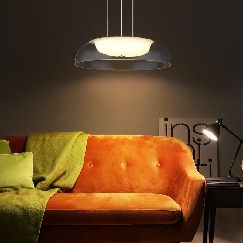Image of Lampada a sospensione in ottone per sala da pranzo, vetro satinato, lampada a sospensione, soggiorno, metallo, led 19W 1238Lm bianco caldo, DxH
