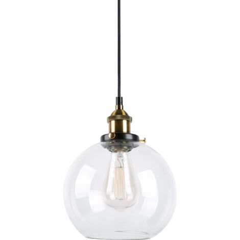 Lampada a Sospensione in Vetro Classica Sferica Lampada da Soffitto a Luce Singola Creativa, Base E27 per Sala da Pranzoa Soggiorno Bar Cafe (20CM)