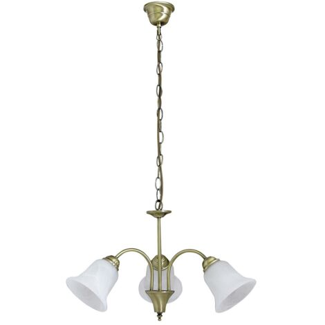 Lampada a sospensione in vetro Francesca metallo bronzo / vetro pietra riso Ø60cm H: 33cm