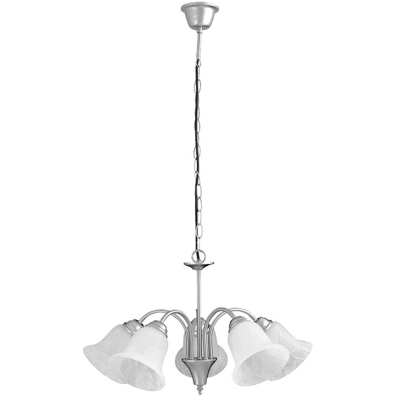 Image of Lampada a sospensione in vetro Francesca metallo satinato colori cromo riso / vetro pietra Ø60cm h: 33cm