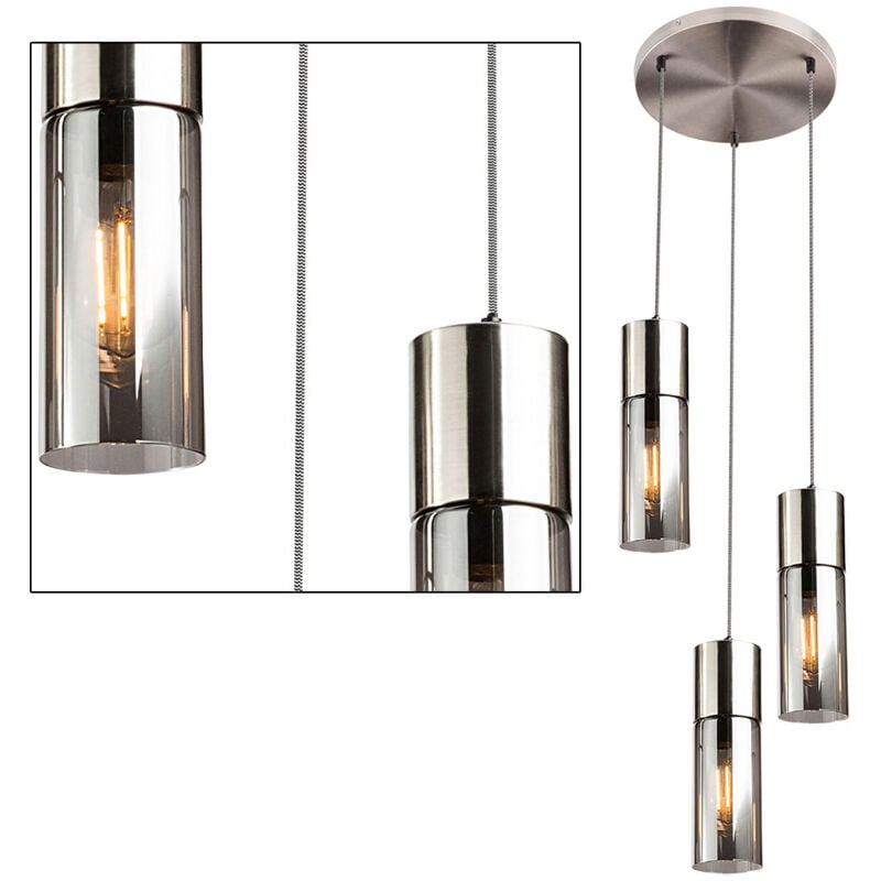 Lampada a sospensione in vetro fumé Lampada a