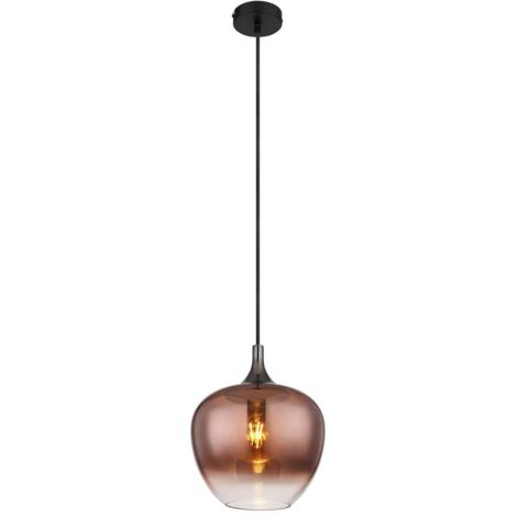 Lampada a sospensione in vetro rame Lampada a sospensione retrò per sala da pranzo nero-cromo, metallo, attacco E27, DxH 24x120 cm