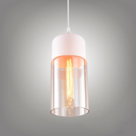Lampada a Sospensione in Vetro Retrò, Lampada da Soffitto Cucina E27 Rosa Trasparente, Altezza Regolabile per Sala da Pranzo, Kitchen