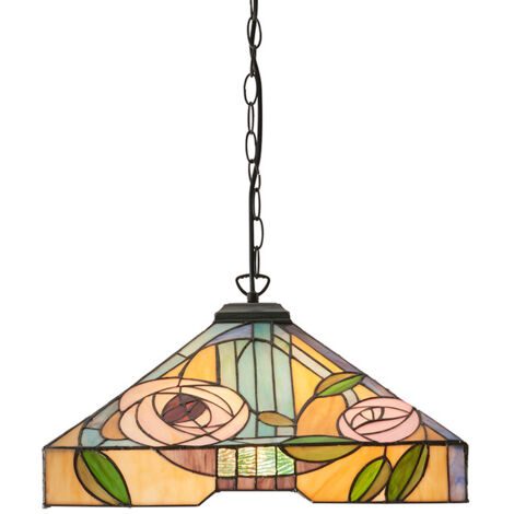 Lampada a sospensione in vetro Tiffany WILLOW rose 3xE27