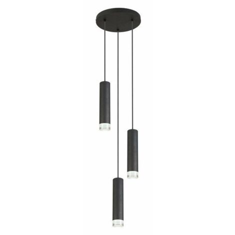 Lampada a sospensione Ina industriale nera 3xE27 Ø25